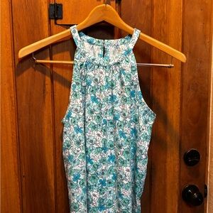 Floral Print Lightweight Top - Teal, Green & White